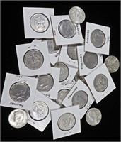 (20) 90% SILVER KENNEDY HALF DOLLARS