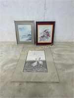 3 FRAMED BIRD PRINTS