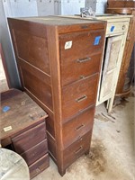 Wooden filing cabinet 5’ 7” x 1’ 4”  x 2’ 2”