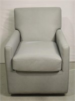 Contemporary Swivel Grey Leather Arm Chair