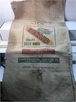 Vintage advertising canvas feed sack Dekalb seed