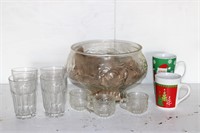 PUNCH BOWL - GLASSES - CUPS