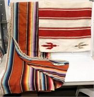 2 Vintage Mexican Blankets 62"x91" & 30"x59"