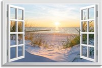 $50  Beach Sunset Wall Art 36x24 Faux Window