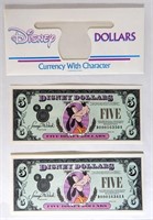 (10) Disney Dollars 1993 $5 Goofy Consecutive #s