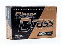 Ammo 9MM Luger 350 Rounds Factory Blazer Brass