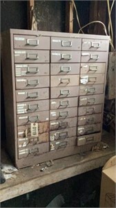 30 drawer parts cabinet & contents