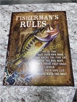 Fisherman's Rules Metal Sign