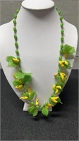 Vintage Glass Bell Peppers, Leaves & Beads Necklac