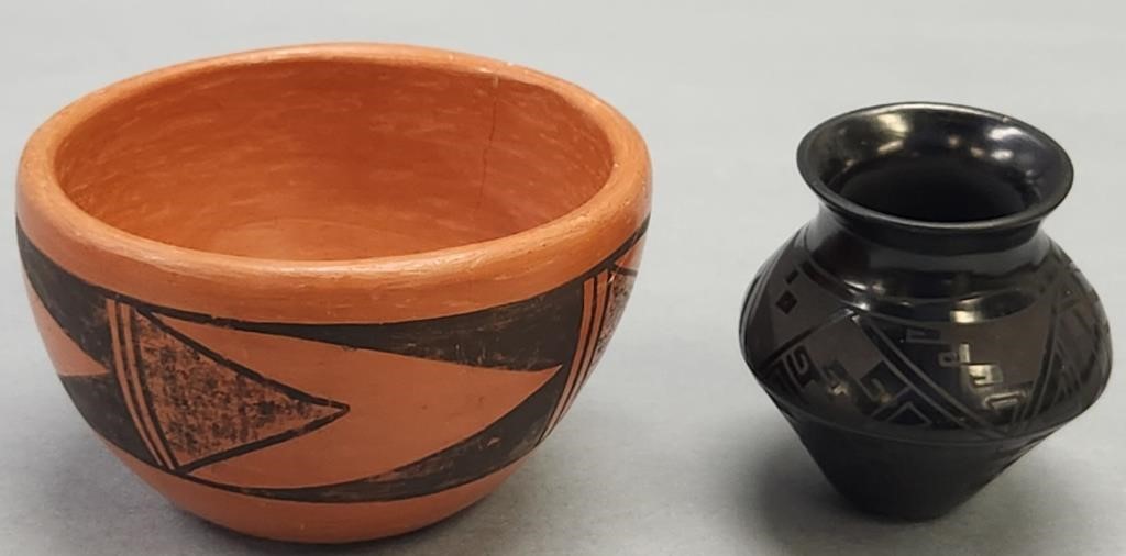 2 Signed Native American Pottery Lot Collection