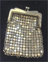 Metal Silver Tone Mesh Change Purse