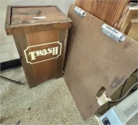 Wooden trash bin, art drawing clip board