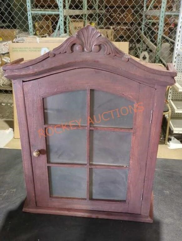 Antique wall cabinet with glass panels