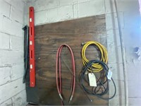 2 - Extension Cords, Level, Air Hoses, Crow Bar