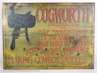Cogworth Saddles Wood Advertising Sign