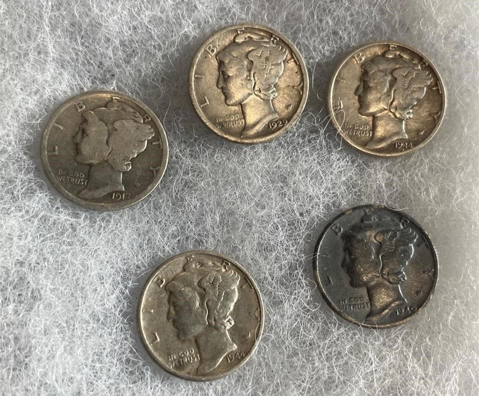 5 Mercury Dimes