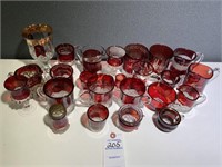 Antique Red & Clear Glass Glassware