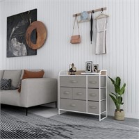 HOMOKUS 7 Drawer Dresser  Fabric  Light Grey