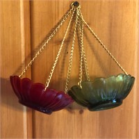 (2) Red & Green Hanging Dishes