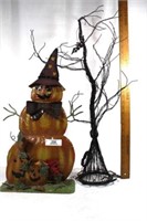 Metal Halloween Pumpkin and Tree
