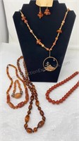 Brown tone jewelry. Necklace/ earring set- 24