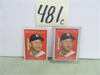 (2) Mickey Mantle Yankees No. 475 Baesball Cards