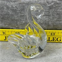 Glass Swan Figurine Wings Up Controlled Bubbles