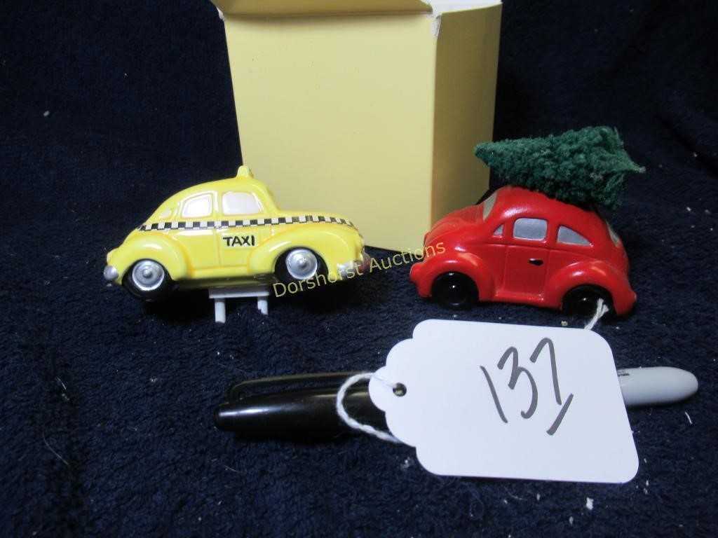 DEPT 56 VOLKSWAGEN W/ TREE & TAXI (2-ITEMS)