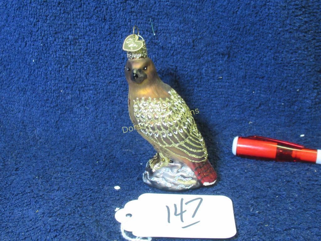 OLD WORLD CHRISTMAS RED-TAILED HAWK - GLASS