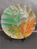 Embossed Frosted Glass Bamboo Leaves Platter