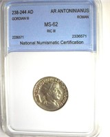 238-244 AD Ric III NNC MS62 AR Antoninianus