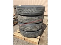 (4) Yokohama 295/75R22.5 Tires