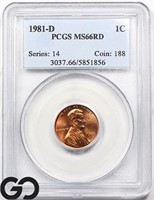1981-D Lincoln Memorial Cent, PCGS MS66 RD