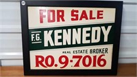 VINTAGE HAND PAINTED KENNEDY REAL ESTATE SIGN