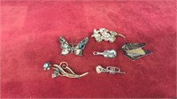 6 sterling brooches