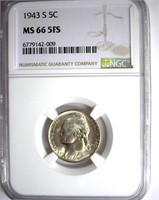 1943-S Nickel NGC MS-66 5FS LISTS FOR $115