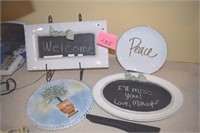 Chalkboard plates, peace plate, tree plate