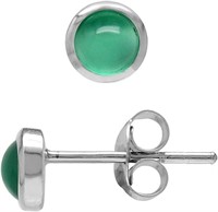 Genuine .28ct Green Agate Cabochon Earrings