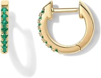 14k Gold-pl. 1.36ct Emerald Huggie Earrings
