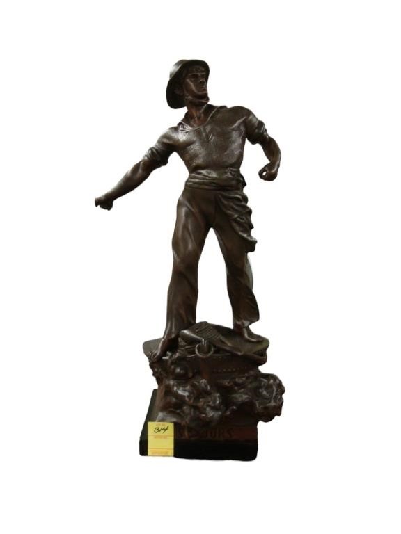 19th Century Spelter statue of a sailor, titled