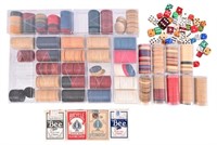 Large Collection of Antique Gambling Chips & Dice
