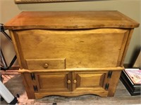 Vintage Wood Chest Dresser. Top Opens
