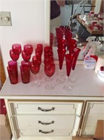Large Grouping Ruby Etched Glass