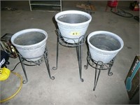 3 Flower Pots and Stands
