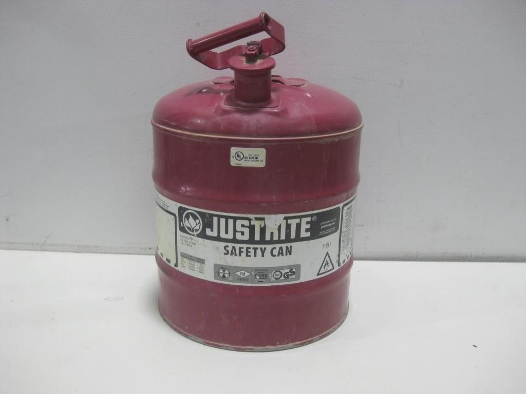Vtg 5 Gallon Justrite Safety Can See Info
