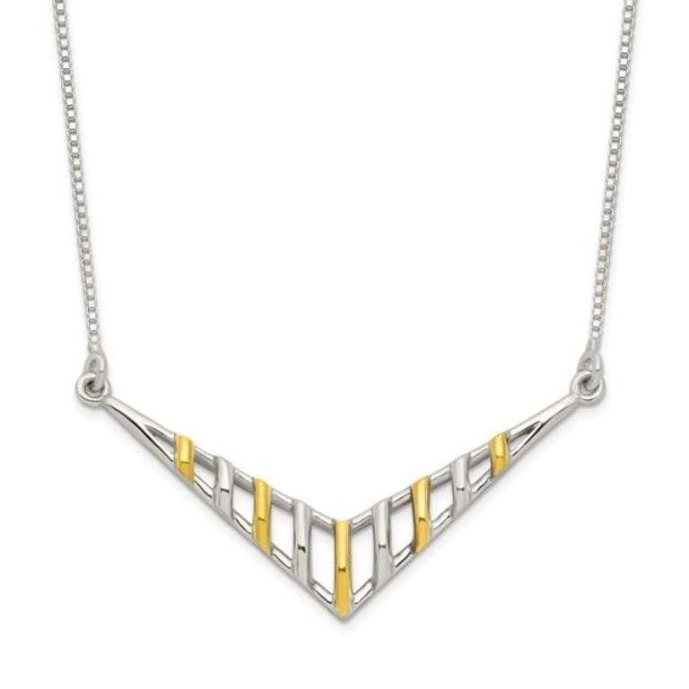 Sterling Silver Gold Plated V Necklace
