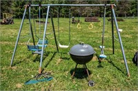OLDER SWING SET & CHARCOAL GRILL