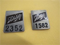 2 Schlitz Brewing Employee  Pin Badges