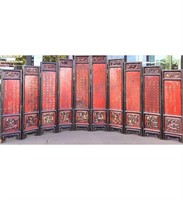 18-19th C Chinese Carved Hardwood Folding Screen