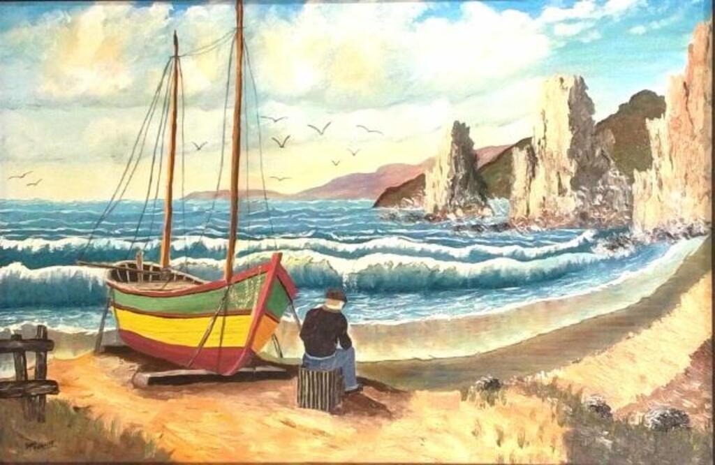 Fournier " Seaside Landscape" Oil On Canvas
